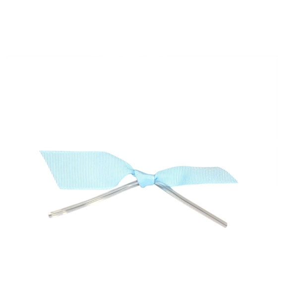 Reliant Ribbon - 5175-05205-2X2, Grosgrain Twist Tie Flair Bows Bows, Light Blue, 7/8 Inch, 100 Pieces