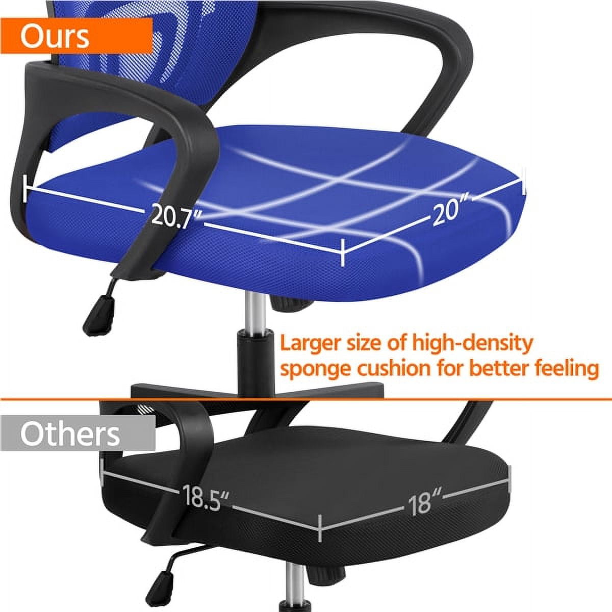 Alden Design Adjustable Ergonomic Mid-Back Mesh Office Chair with Armrests, Blue