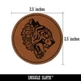 thumbnail image 2 of Fierce Tiger Head Profile 2.5" Faux Leather Round Engraved Iron-On Patch - Brown, 2 of 6