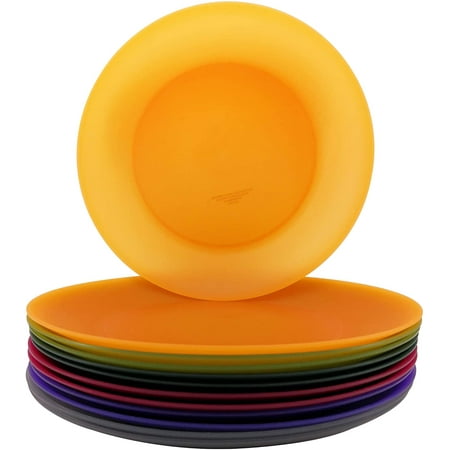Assiettes plates en plastique réutilisables sans BPA passent au lave- vaisselle au micro-ondes pour toutes les occasions, barbecues, voyages et  événements (lot de 12 multicolores) 