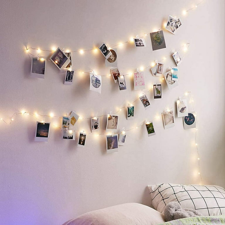 ANGMLN 128 Pieces Photo Clips Mini Transparent Plastic Clear Clips for String Fairy Lights Color Clear