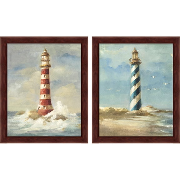 Great Art Now Lighthouse by Danhui Nai, 2 Piece Framed Art Set Each 9.25"W x 11.25"H