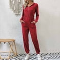 thumbnail image 2 of Mrat Womens Rompers for Summer Trendy Women Casual Pocket Jumpsuits Hooded Zipper Long Sleeve Leg Pant Workout Cropprd Pants with Pockets S-11 Red-A S, 2 of 4