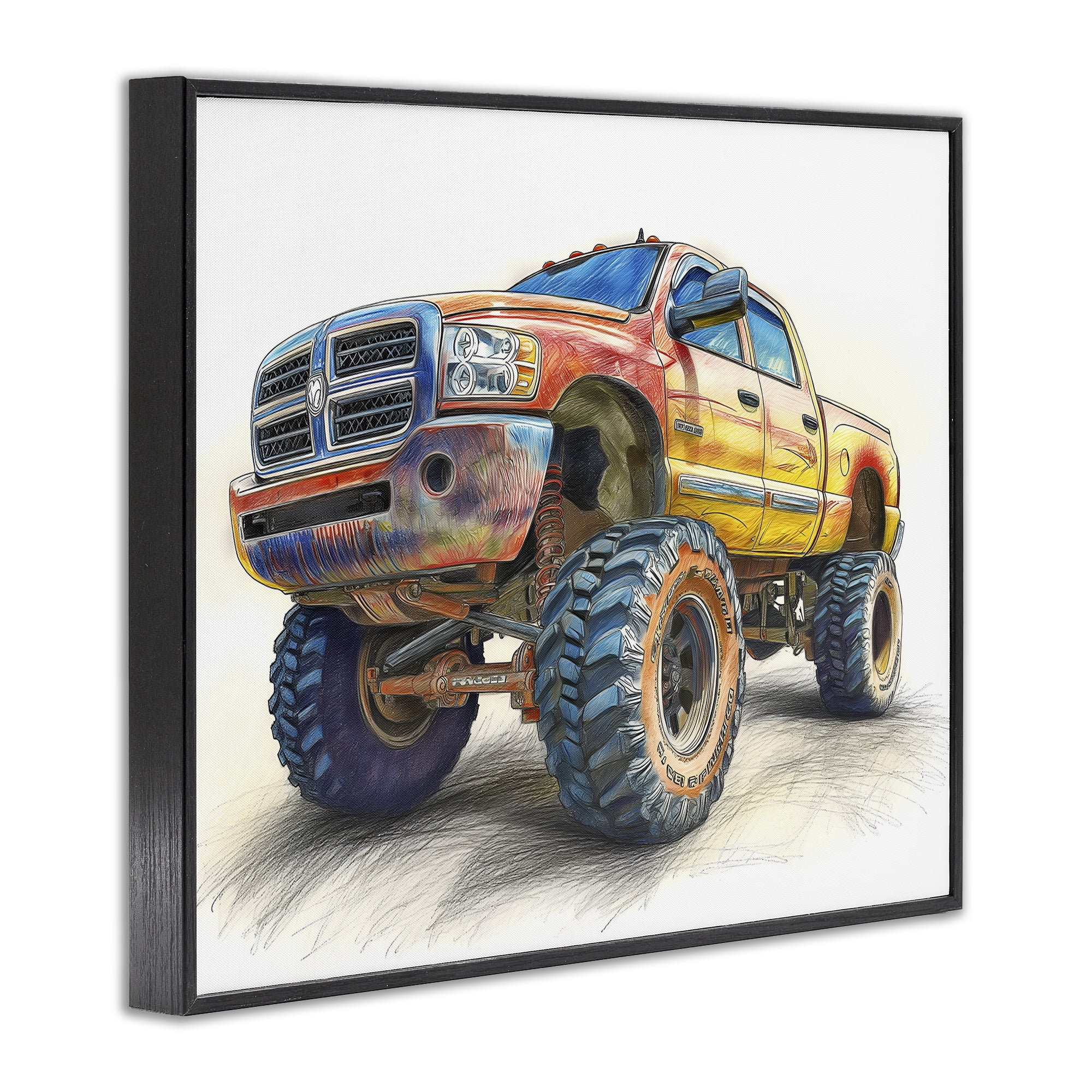 Stupell Industries Lifted Offroad Truck Black Framed Giclee Art, design by Steve Hunziker