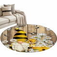 thumbnail image 6 of Daisy Floral Round Rug 3ft Washable Circle Entryway Rugs Non Slip Farmhouse Wood Grain Bee Gnomes Flowers Area Rug Indoor Floor Carpet for Bedroom Kitchen Living Room Home Office Dining Room Nursery, 6 of 8