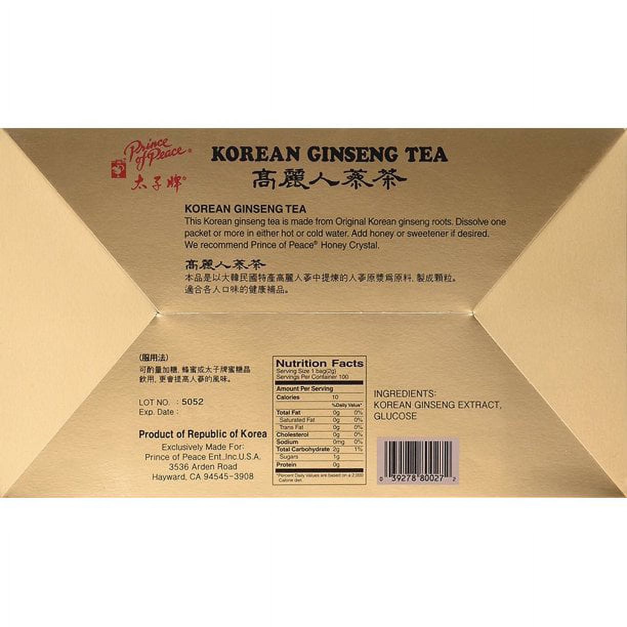 Prince of Peace Korean Ginseng tea 10 bags x 10 boxes (2 pack)
