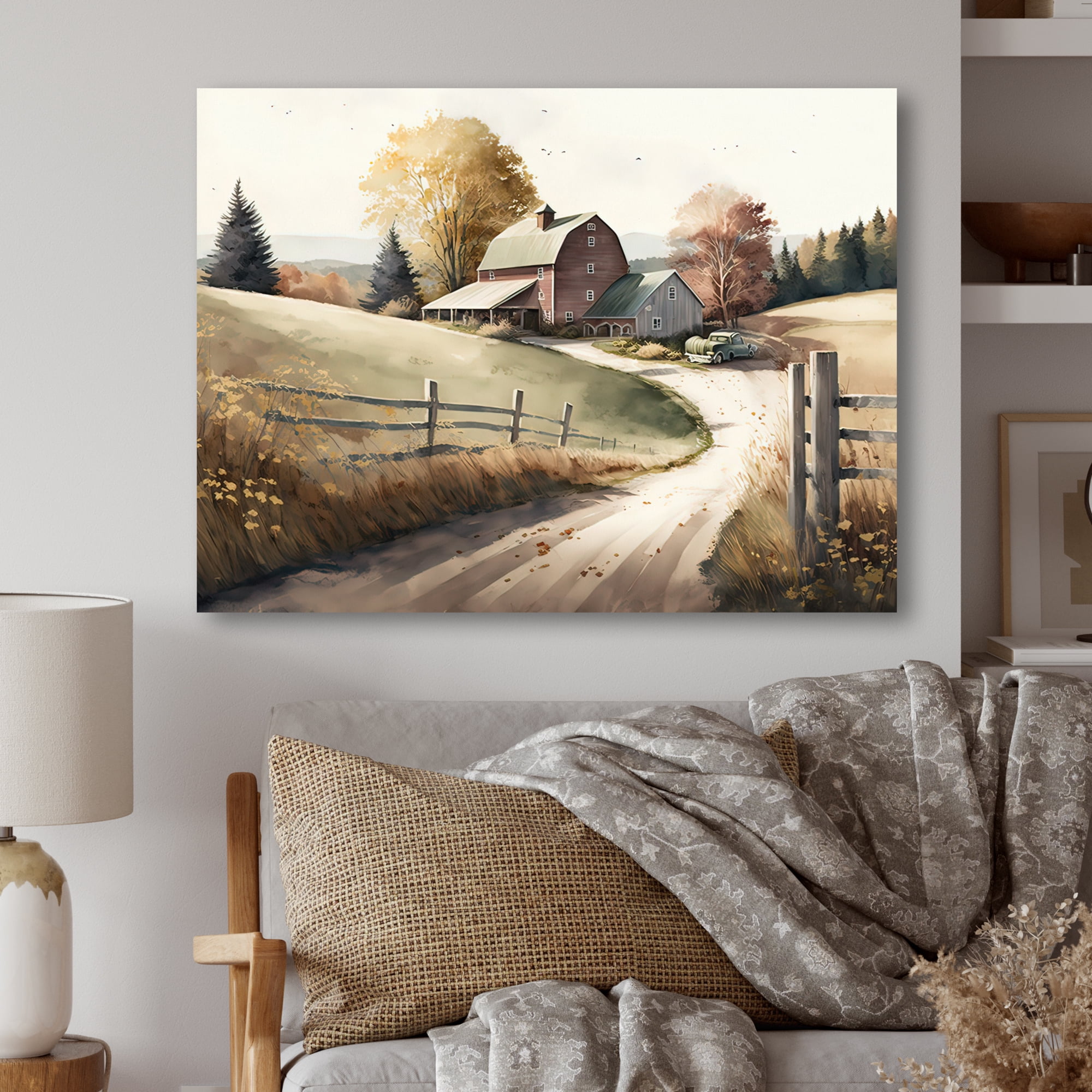 Designart Path To The Barn IV Canvas Wall Art