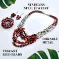thumbnail image 3 of Red Jewelry Sets for Women - Statement Necklace Layered Bracelet and Earrings Set - Beach Boho Bead Jewelry Birthday Christmas Gifts - Red, 3 of 9