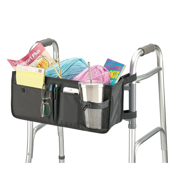 Collapsible Walker Storage Bag - Lightweight Mobility Walker Accessories, Collapsible Rollator Bag Walker Pouch, Walker Basket with Storage Compartments