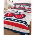 thumbnail image 3 of Quilts Twin Size Bedding Set, 4th of July Lightweight Quilted Comforter, Vintage Cherry Patriotic Red Blue Stars Striped Reversible Bedspread Coverlet with Pillow Covers for All Season, 68" x 86", 3 of 7