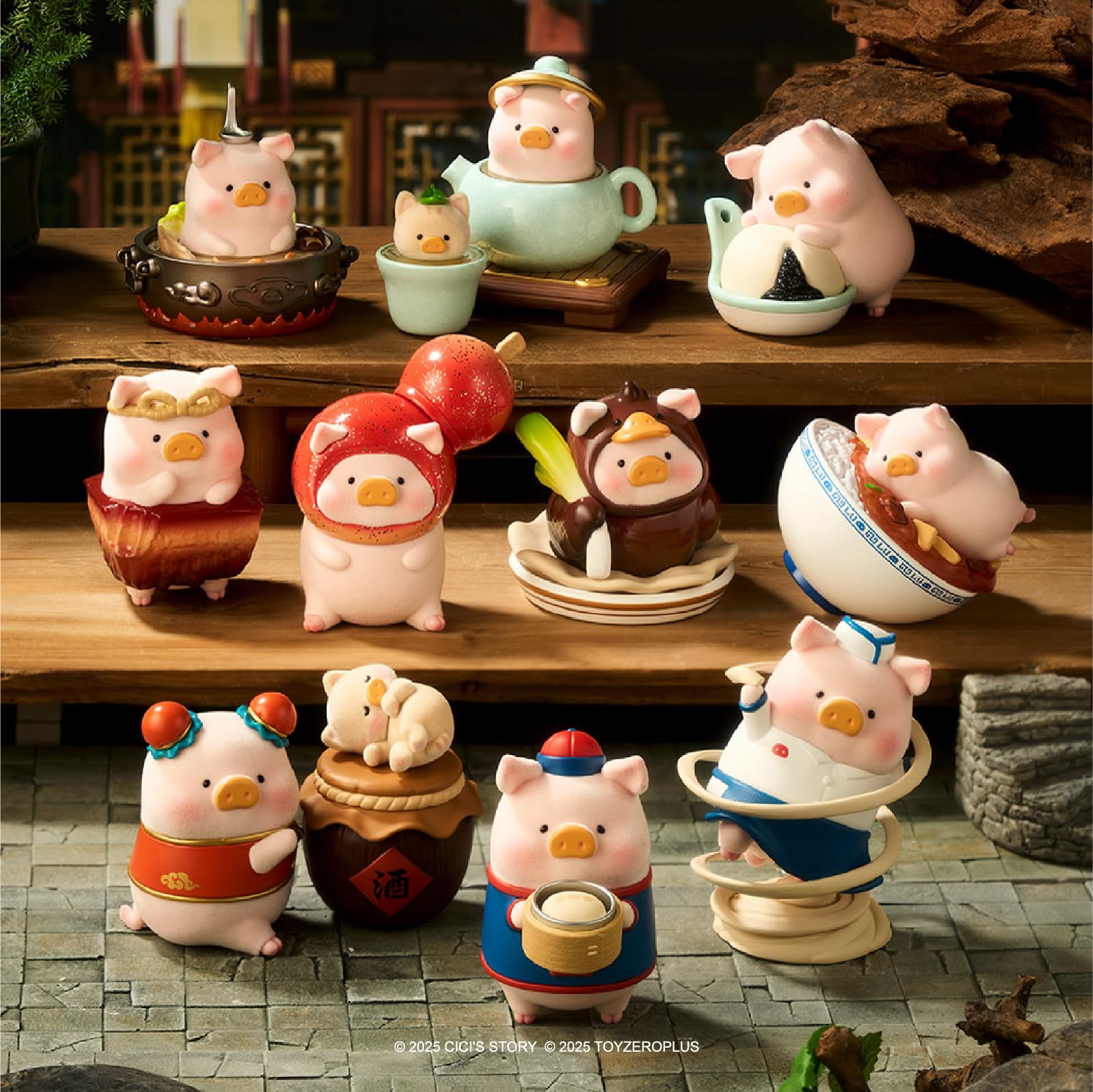 Lulu The Piggy Blind Box Figures - Lu's Table Series Blind Boxes Mystery Box Cute Animal Figurines Collectibles Home Decorations Holiday Birthday Gifts, Single Box
