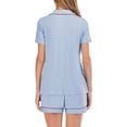thumbnail image 4 of Yuzhih Women's Pajama Set Collared V Neck Button down Tops with Short Pants Comfy Soft Summer 2 Piece Pjs Shorts Set, 4 of 4