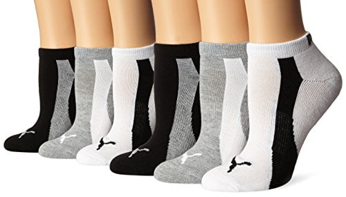 PUMA Women's 6 Pack Runner Socks, Black/White/Grey, 9-11 - Walmart.com