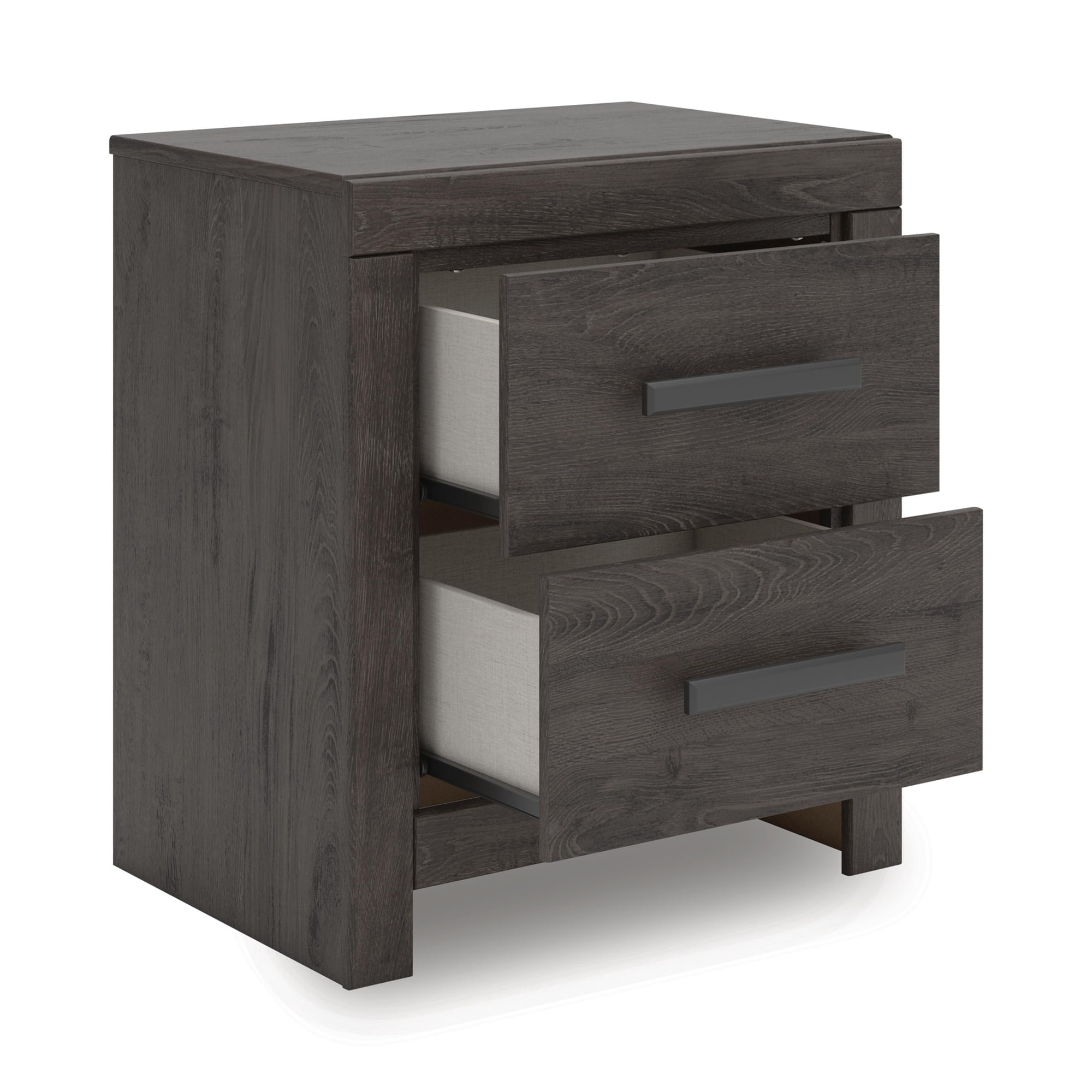 Signature Design by Ashley Prendonea Smooth Gliding 2 Drawer Night Stand, Charcoal