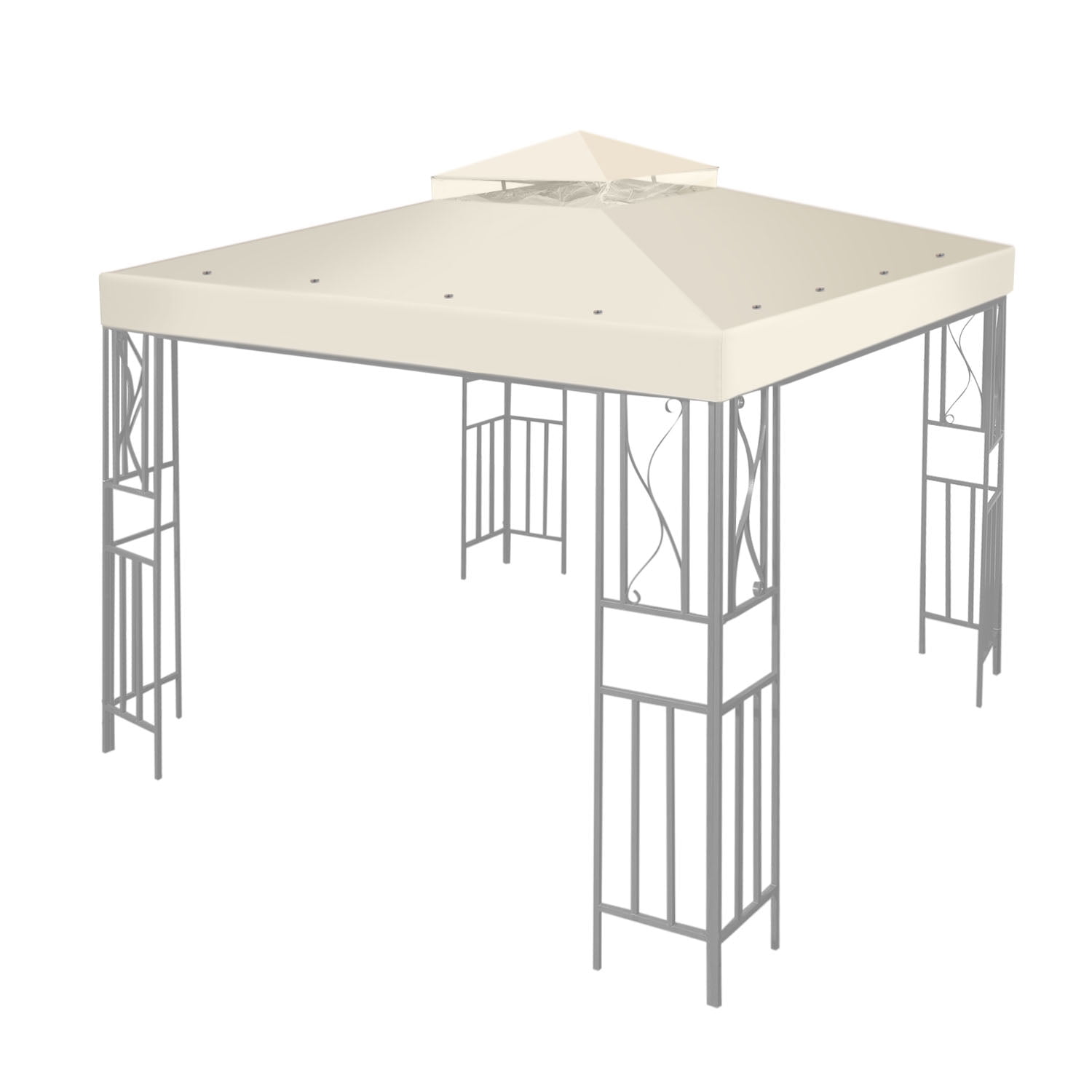 12 x 12 Feet Gazebo Canopy Top Replacement Cover (Ivory) Dual Tier Up Tent Accessory with