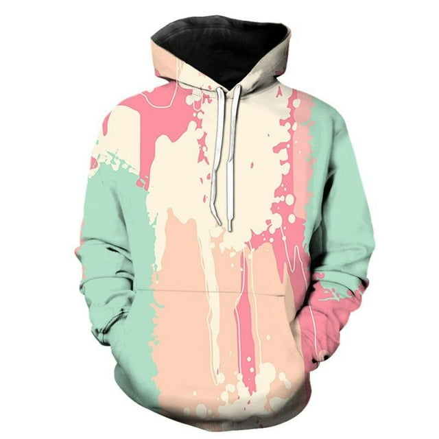 Paint Brush Pattern 3d Printed Hoodie For Men Personality Street Pullover Sweatshirt Drawstring Autumn Long Sleeves Hooded Coat