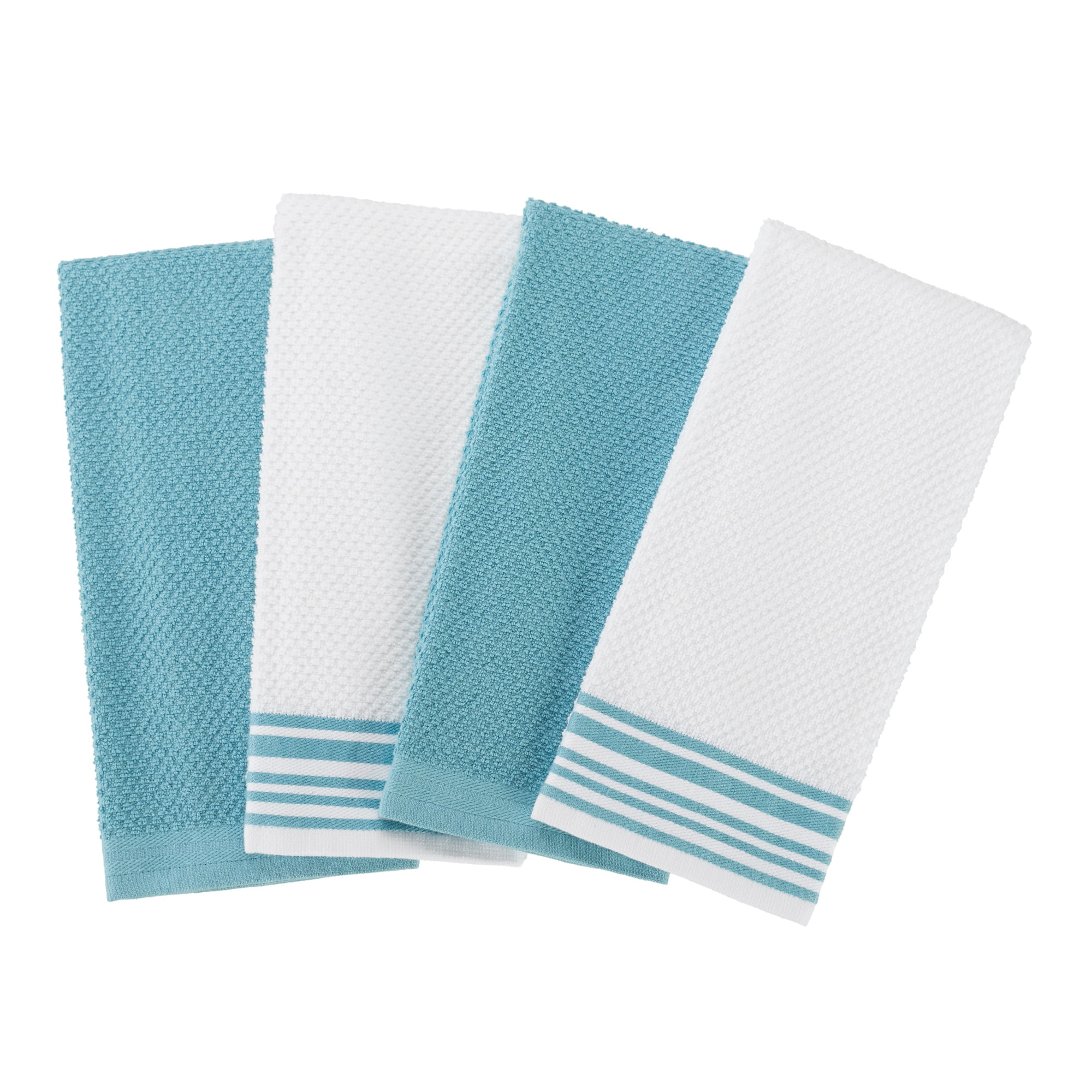 Mainstays 4-Piece Kitchen Scrubber Dishcloth Set, Tan Stripe