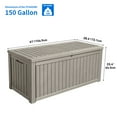thumbnail image 2 of Dextrus 150 Gallon Large Outdoor Resin Deck Box,with Built-in Divider, Waterproof, Lockable,Brown, 2 of 5