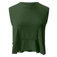 thumbnail image 4 of Samlisa Womens Cropped Workout Tank Tops Summer Loose Fit Sleeveless Yoga Tops Irregular Hem Side Slit Running Gym Fitness T Shirts Tees 0630S*Dark Green L, 4 of 6