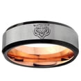 thumbnail image 2 of Lion 8MM Beveled Edge Gray And Rose Gold Tungsten Ring, 2 of 2