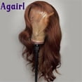 thumbnail image 2 of Peluca de cabello humano ondulado para mujer, postizo de encaje Frontal, color marrón Chocolate, 13x6, 13x4, 30, 32 pulgadas, jengibre, 5x5, 2 of 3