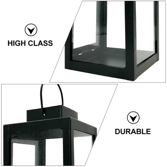 Toyvian Vintage Metal Candle Lantern 2pcs Rustic Decorative Hanging Pillar Candle Holders with Glass Terrarium for Indoor Outdoor Christmas Wedding Decor