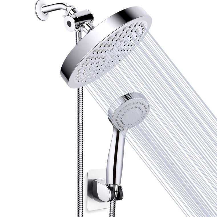 New Chrome Plated ABS Handheld Shower Head High Pressure With Hose Holder Set 