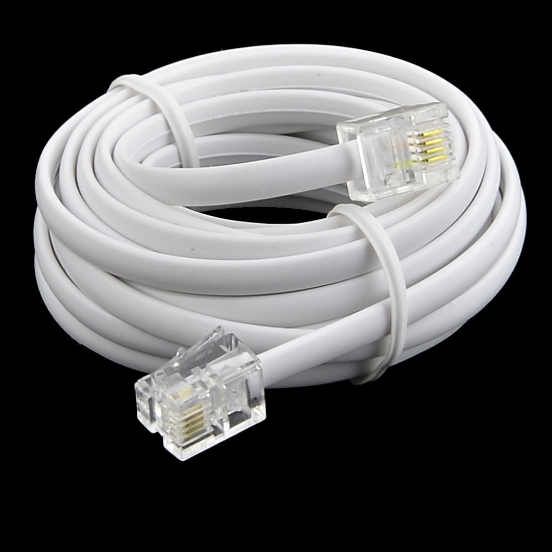 Unique Bargains Telephone Male to Male RJ11 6P4C Plug Adapter Extension Cable Wire 10Ft