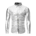 thumbnail image 5 of INSPIRE CHIC Men's Shiny Sequins Shirt Long Sleeves Slim Fit Disco Party Shirt, 5 of 6