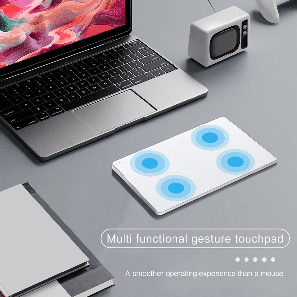 Trackpad Bluetooth Wireless 2.4G Wired Touchpad Touch Pad Rechargeable Mouse for Laptop PC White