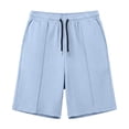 thumbnail image 4 of Besolor Men's Shorts Summer Lightweight Casual Thin Breathable Elastic Waist Drawstring Workout Running Knee Length Shorts with Pocket(X-Large,Light Blue), 4 of 5