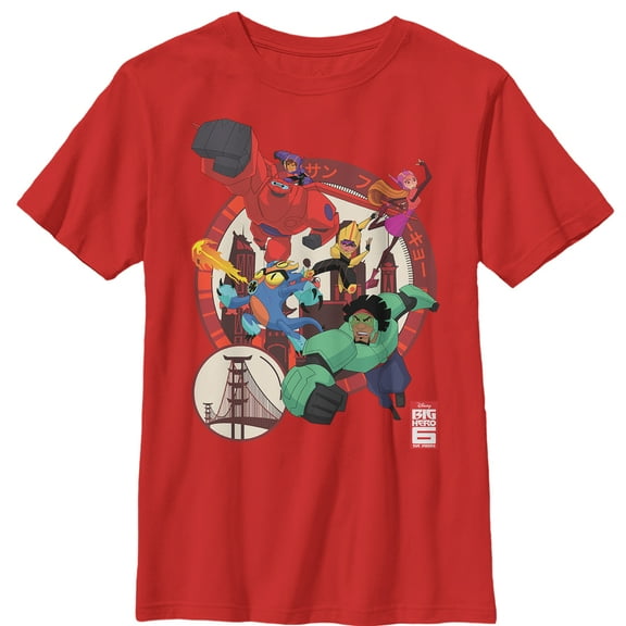 Boy's Big Hero 6 Hero Team Circle Graphic Tee Red X Large