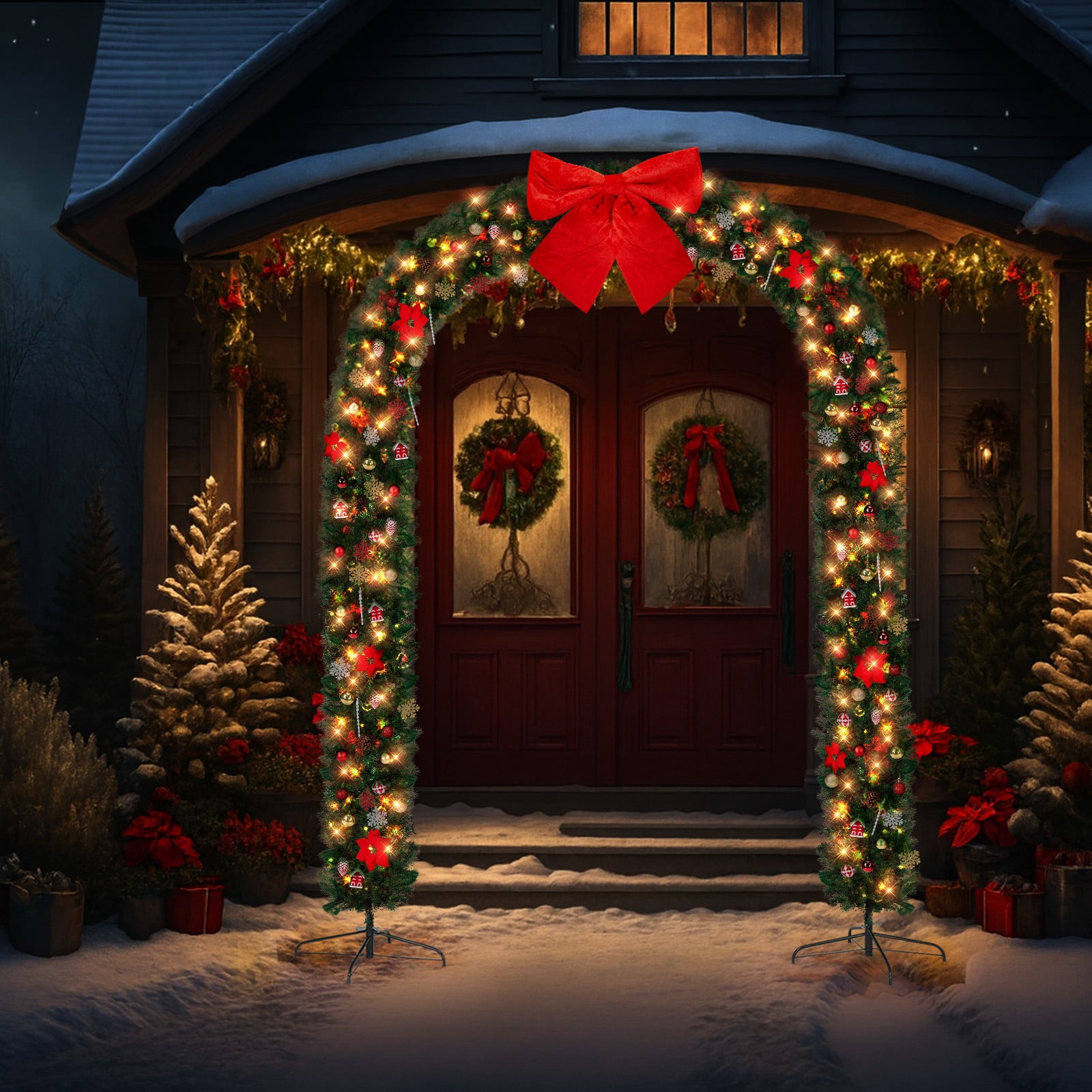 8.7ft Christmas Artificial Tree Archway with 1650 Branch Tips and Lights