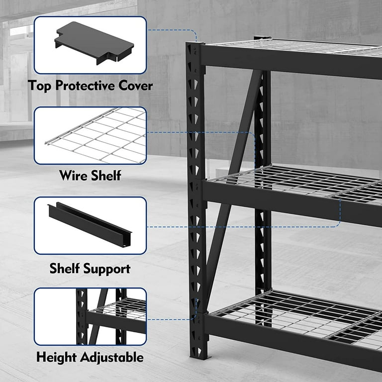 LISSIMO 5- Tier Garage Shelving Heavy Duty Storage Shelves for Garage Storage Rack Adjustable, Black