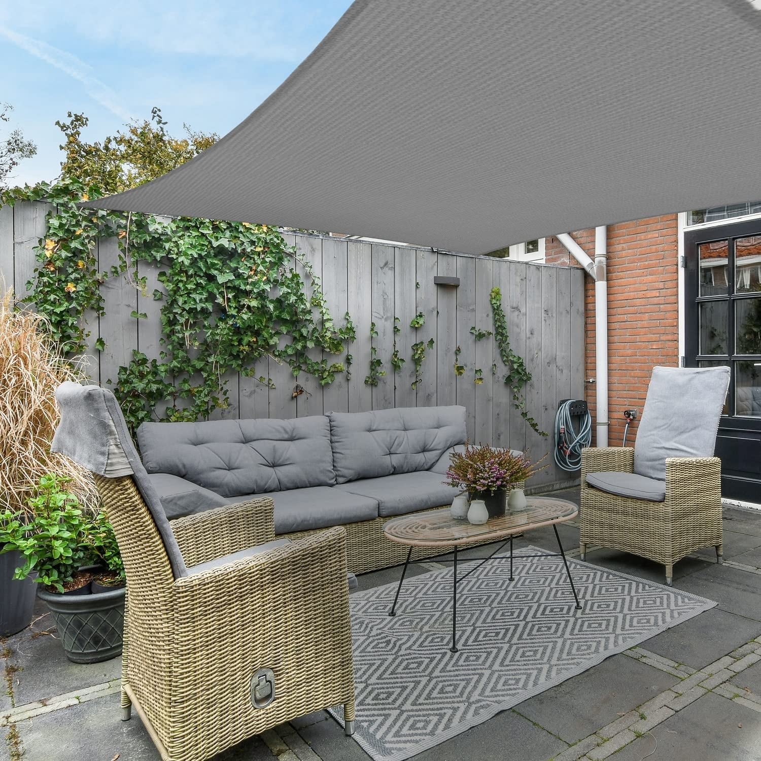 Outdoor Shade Sails, 8' x 12' Sun Shade Sail UV Block Canopy for Patio Backyard Lawn Garden, Gray