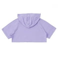 thumbnail image 3 of iiniim Dance Crop Sweatshirt Hooded Pullover Girls Short Sleeve Cropped Hoodie Tops Gymnastics Tee Shirt Lavender 6, 3 of 7