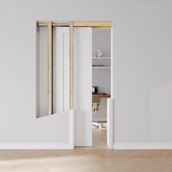 24" x 80" Paneled Manufactured Wood Sliding Closet Pocket Doors with Hardware Kit Set & Soft close