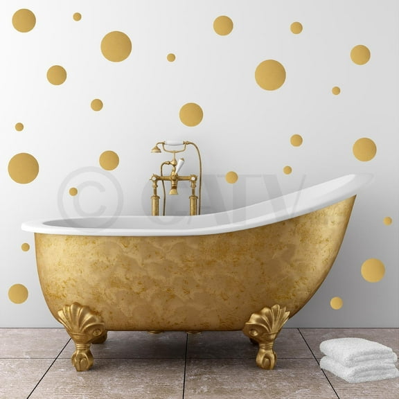 Set of 130 Polka Dots Wall Decal Dot Sticker Circle Self Adhesive Decals Size: .5"x6" - Color: Metallic Gold