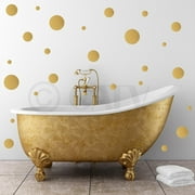 Set of 130 Assorted Polka Dots Vinyl Lettering Wall Pattern Decal Sticker (Metallic Gold)