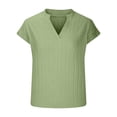 thumbnail image 4 of WIZUTIZ T Shirts for Women up to 60% Off Tunics Plus Fashion Tshirts Solid Comfy V-Neck T-shirt Oversize Short Sleeve Shirts Cozy Style Sports Tops Blouse Cotton Blend Fluffy Ladies Tshirt Tee Army, 4 of 5