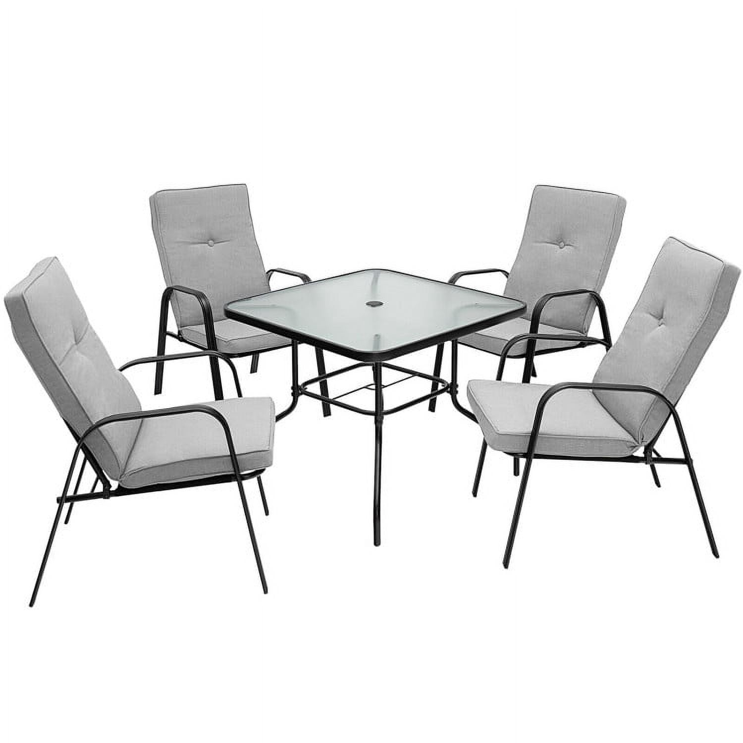 Spaco 4 Patio Dining Stackable Chairs Set with High-Back Cushions, Outdoor Stackable Dining Chairs for All Weather, Breathable Garden Outdoor Furniture for Backyard Deck