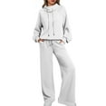 thumbnail image 2 of Two Piece Sets for Women Mock Neck Matching Sets Loungewear Fall Clothes Travel Outfits Fashion 2025 White L, 2 of 6