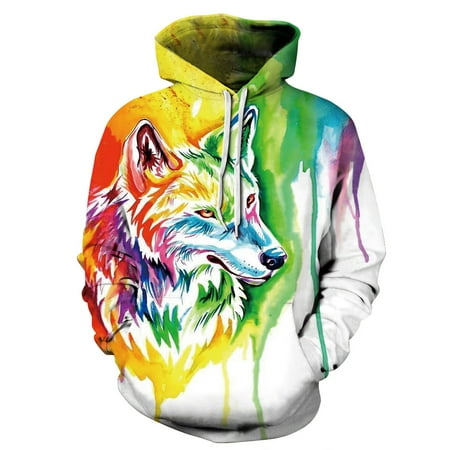 Hoody Mens Casual Sweatshirts - Mens/Womens Snow Wolf 3D Printing Hoodie Long Sleeve Casual Loose Hoody Sweatshirt Jumper Jacket Top Couple/Lovers Hoodies