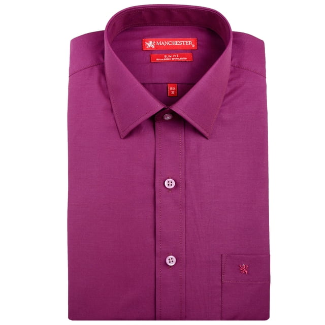Manchester Camisa de Vestir Slim Fit Rubi, 15.5" Cuello 32" Manga Manchester 59952F