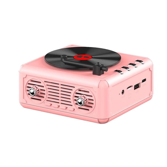 Bluetooth CD Player with Built-in Speaker Playback Retro Design, Portable FM Radio Buil-in Speaker(Pink) by Fakrich
