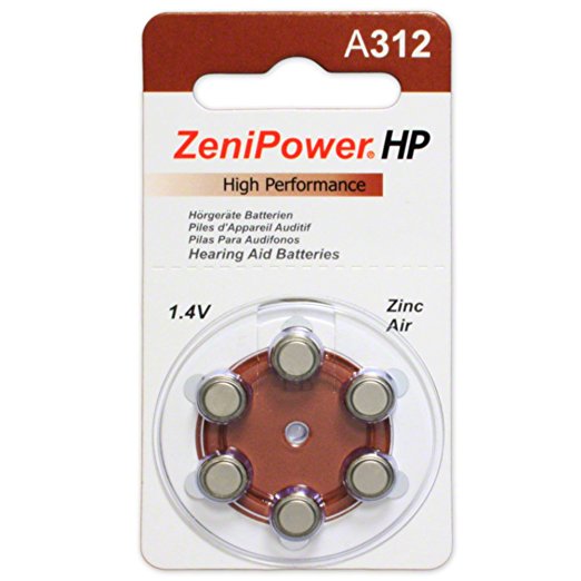 60 ZeniPower Hearing Aid Batteries Size 312