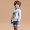 thumbnail image 5 of Gyratedream Baby Toddler Boys Long Sleeve Sunsuit Swimwear UPF 50+ Pullover Rash Guard and Swim Trunks Two Piece Outfit Set Kids Cartoon Print Swimsuit for 1-7 Years, 5 of 8