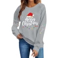 thumbnail image 3 of NSLGXD Womens Graphic Sweatshirt Crewneck Long Sleeve Pullover Merry Christmas Santa Hat Print Casual Holiday Top XS-2XL, 3 of 8