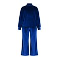thumbnail image 7 of Women's Plush Velvet 2 Piece Loungewear Outfits Mock Neck Long Sleeve Tops and High Waisted Wide Leg Pants Sets Vintage Casual Tracksuit Blue, 7 of 7