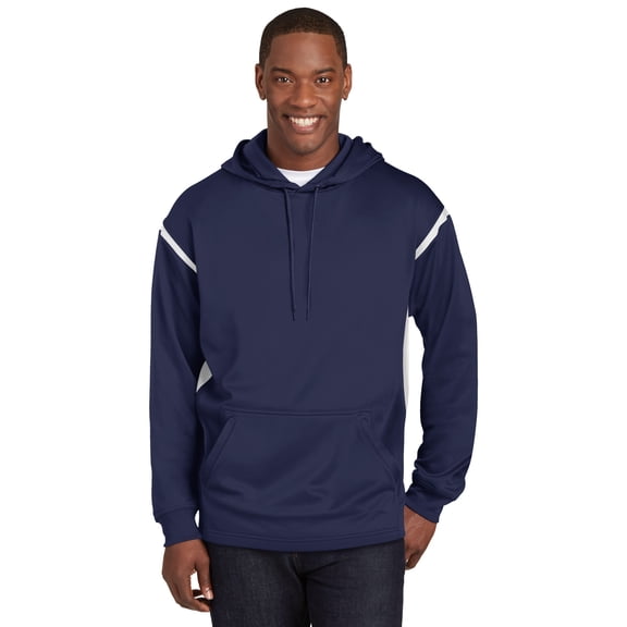 Sport-Tek F246 Tech Fleece Colorblock Hooded Sweatshirt, True Navy/White, S